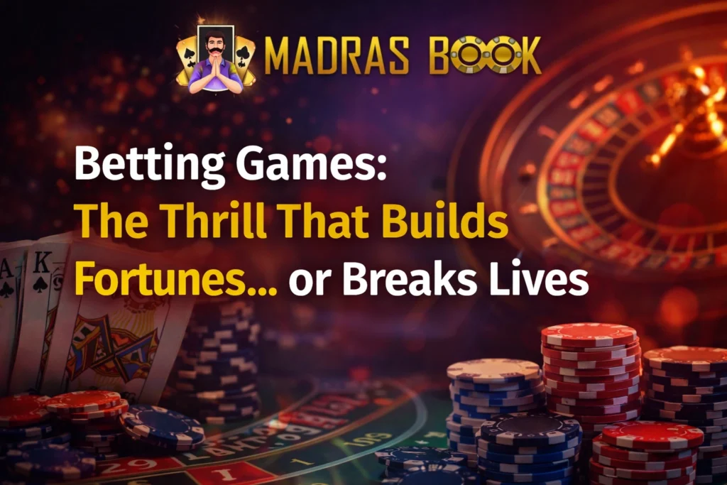 Betting Games The Thrill That Builds Fortunes or Breaks Lives Madras Book logo banner