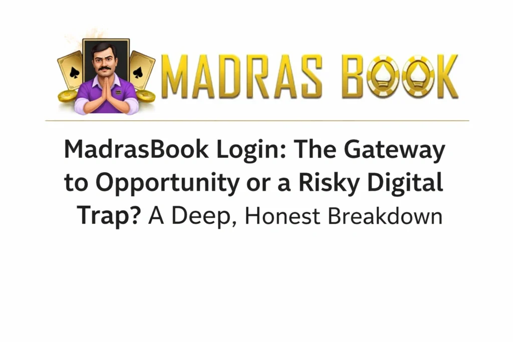 MadrasBook Login gateway to opportunity or risky digital platform analysis with logo