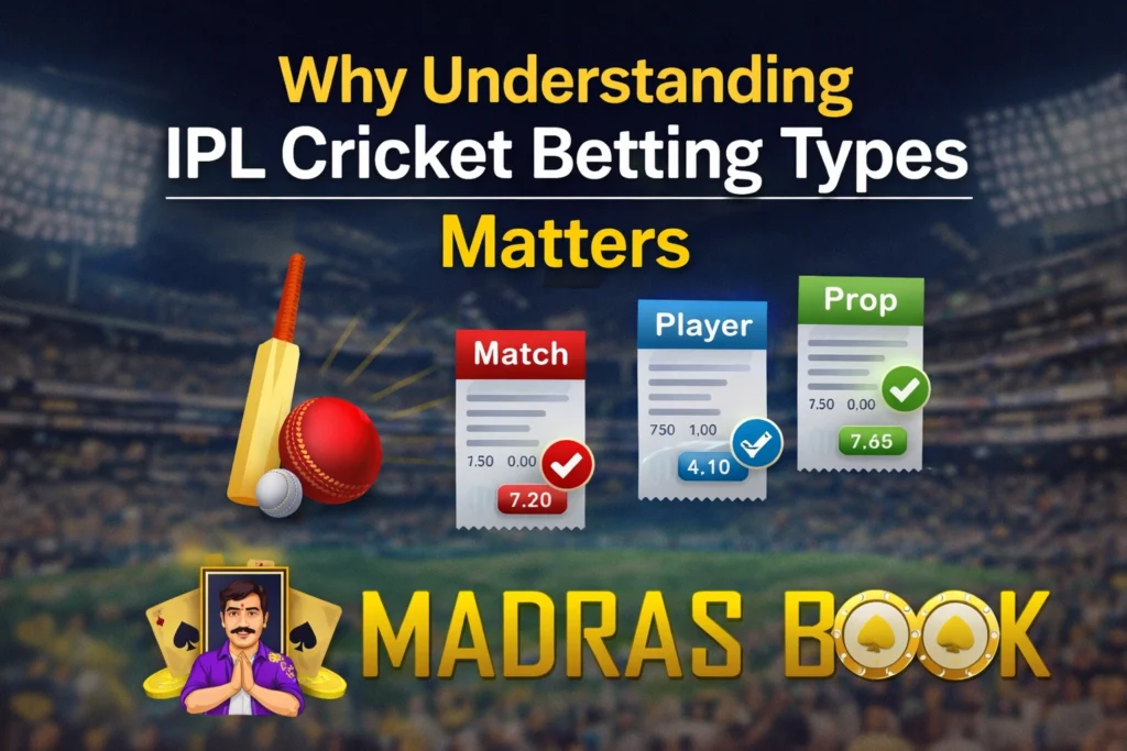 Why understanding IPL cricket betting types matters with match player and prop betting options Madras Book